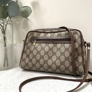 Auth Vintage Gucci Monogram Canvas Crossbody Bag